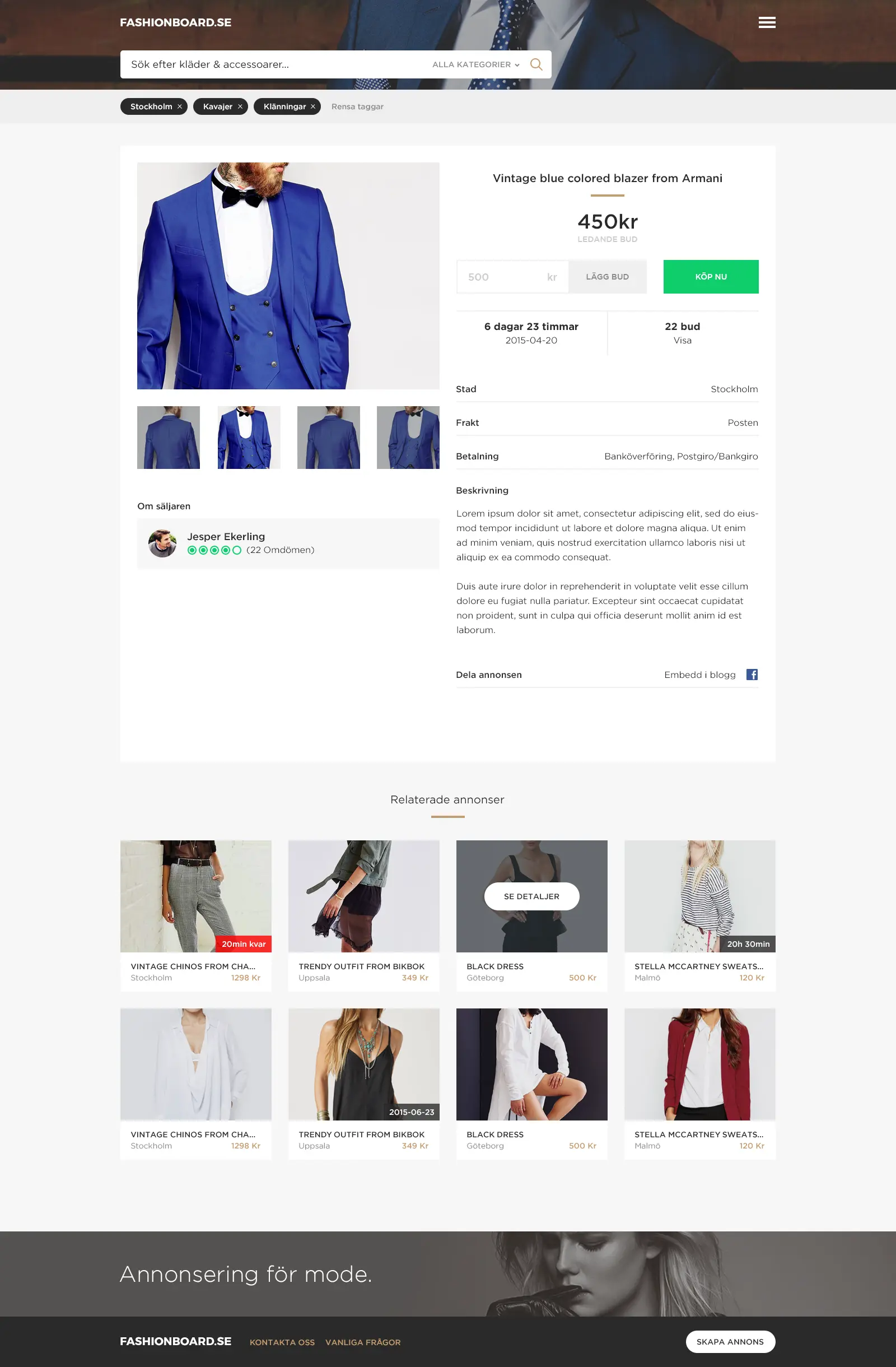Fashionboard - View ad page