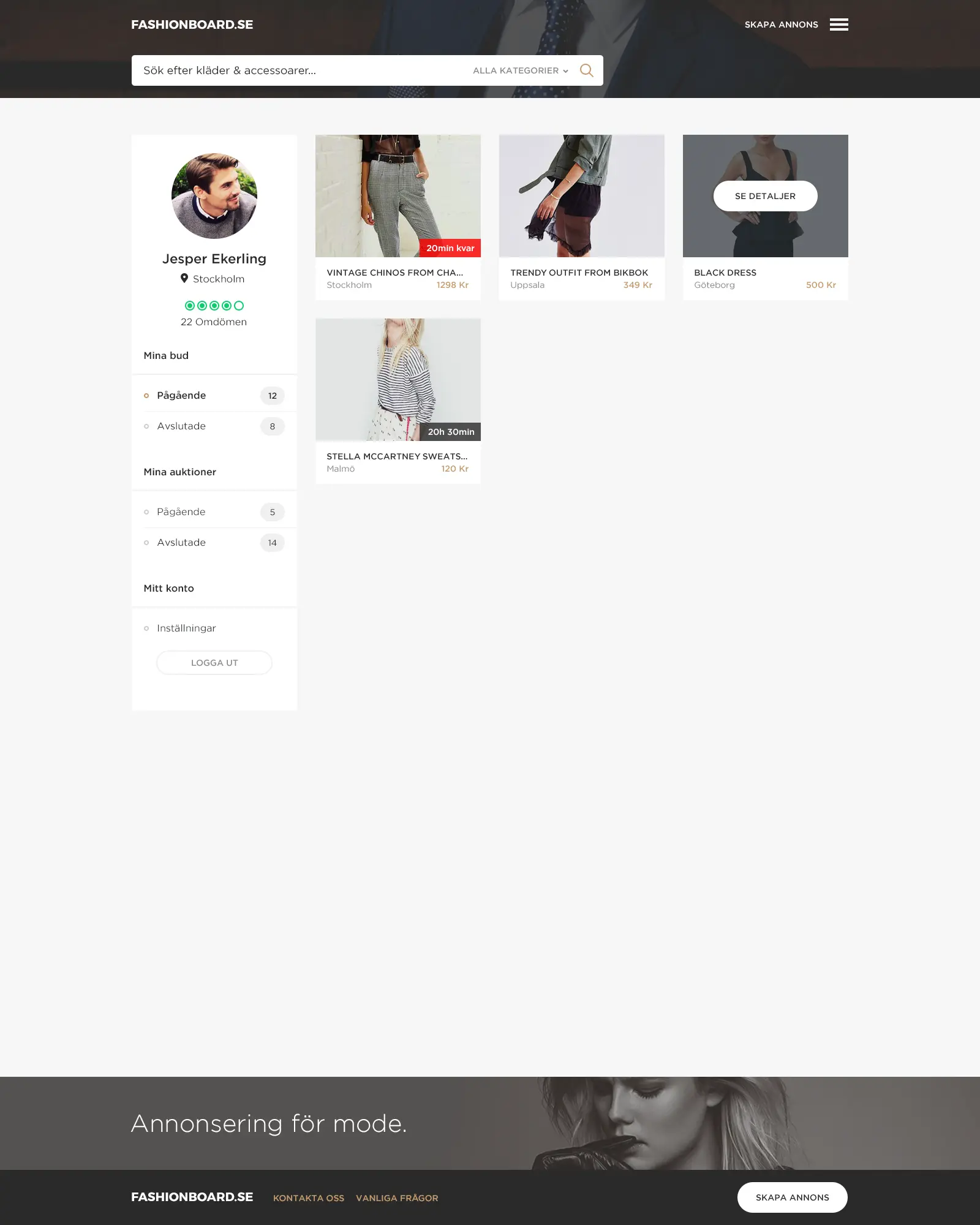 Fashionboard - Profile page